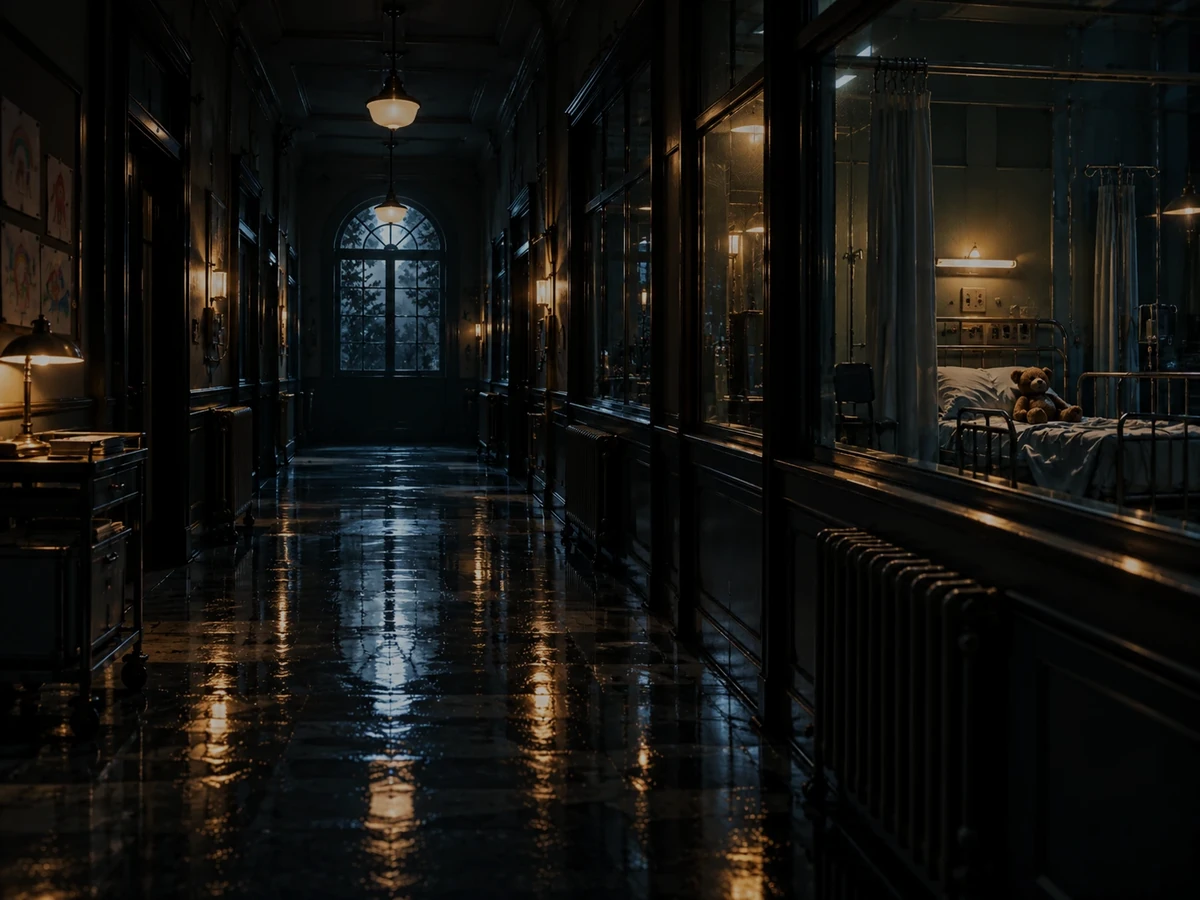 Low-lit service passage beneath Blackmere House