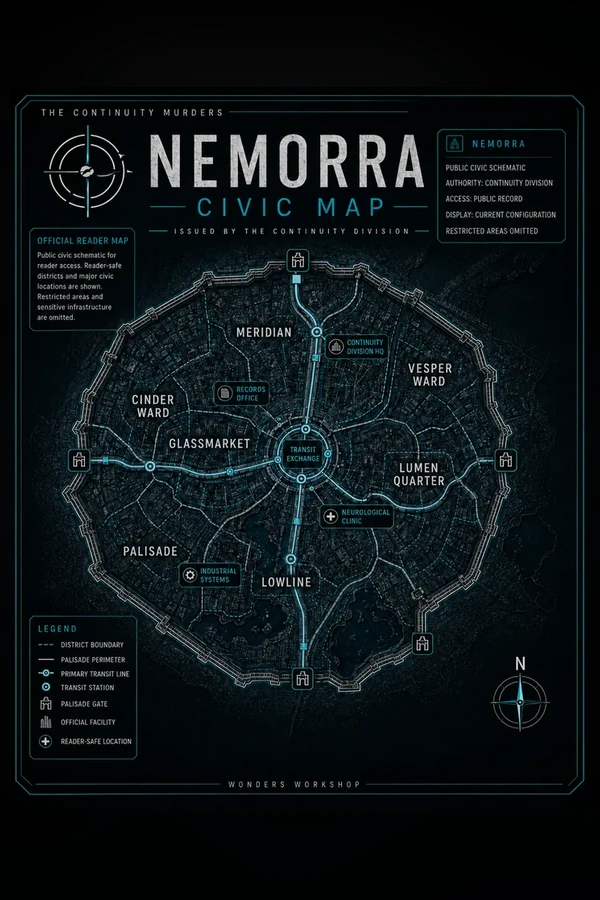 Nemorra Civic Map from The Continuity Murders Continuity Division Archive