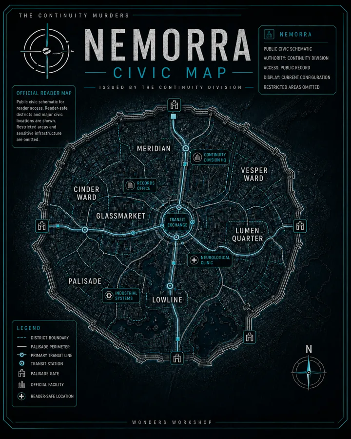 Nemorra Civic Map from The Continuity Murders Continuity Division Archive