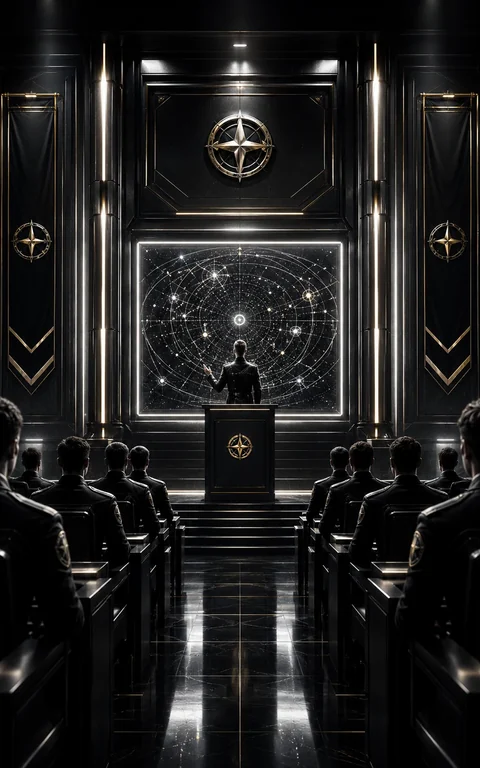 Cadets attending a lecture at Orbital Command Academy