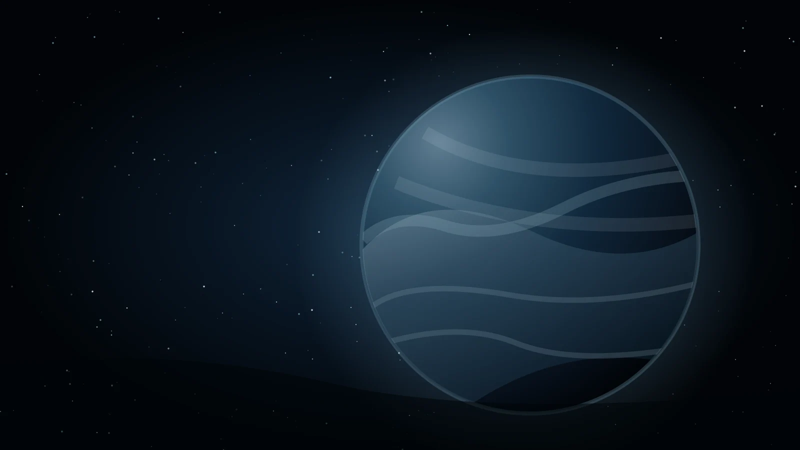A solitary icy rogue planet drifting through deep interstellar darkness.