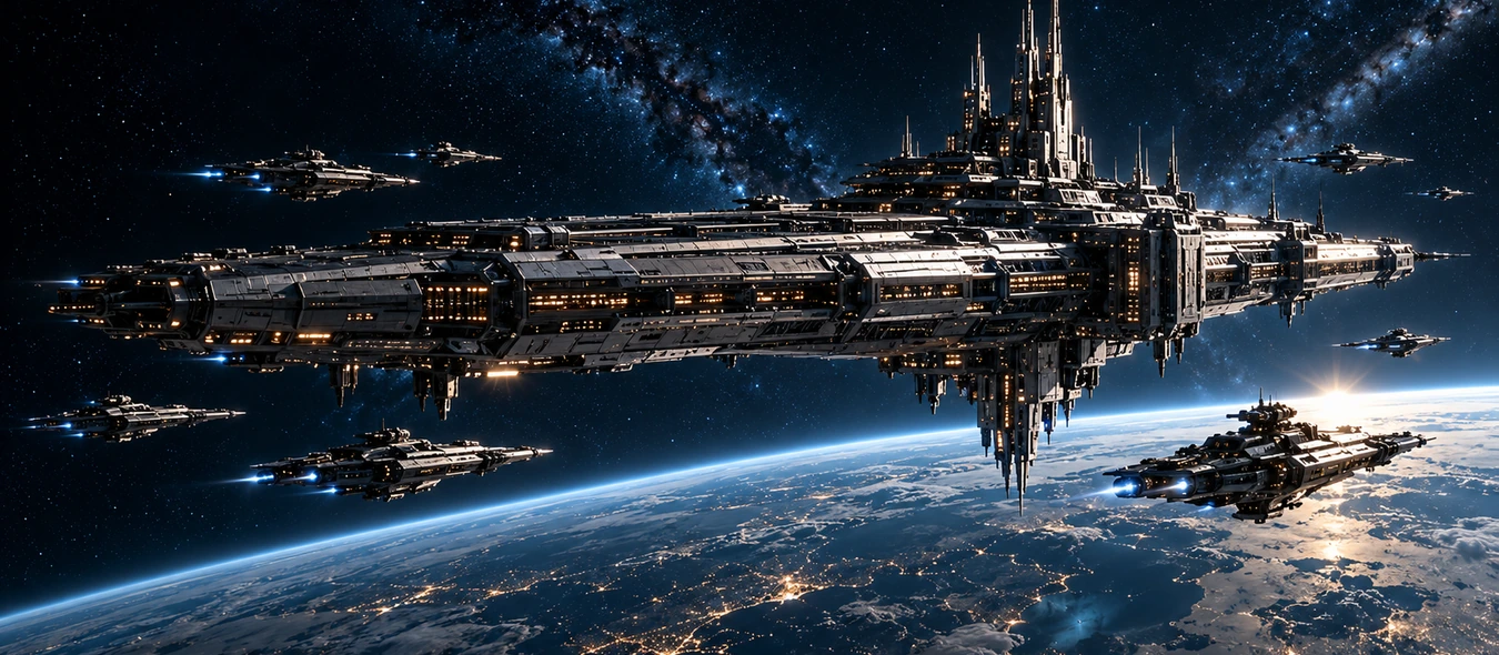Imperial command vessel in orbit