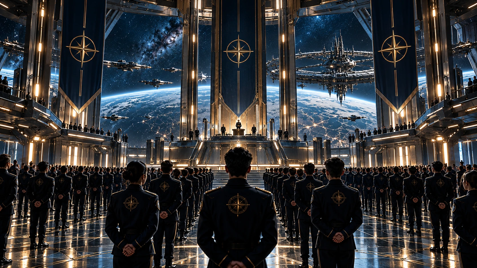 Ranks of cadets inside the Academy ceremonial hall