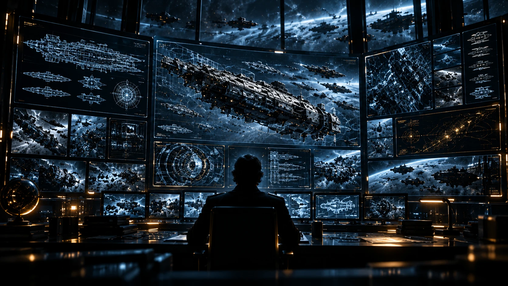 Fleet records command center with ship analysis screens
