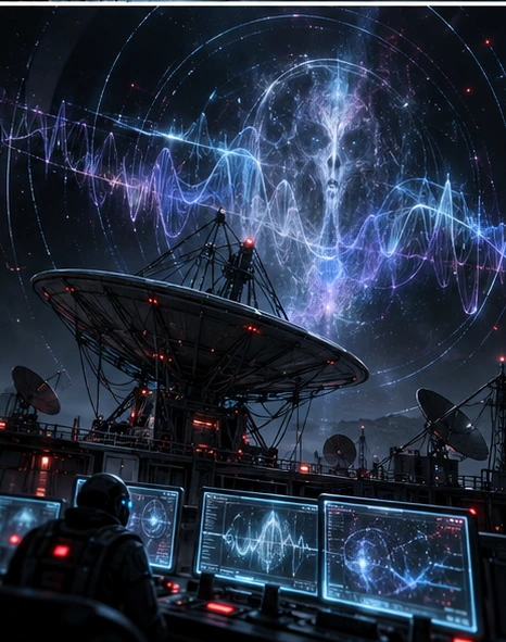 Encrypted communication scan from a deep-space dish